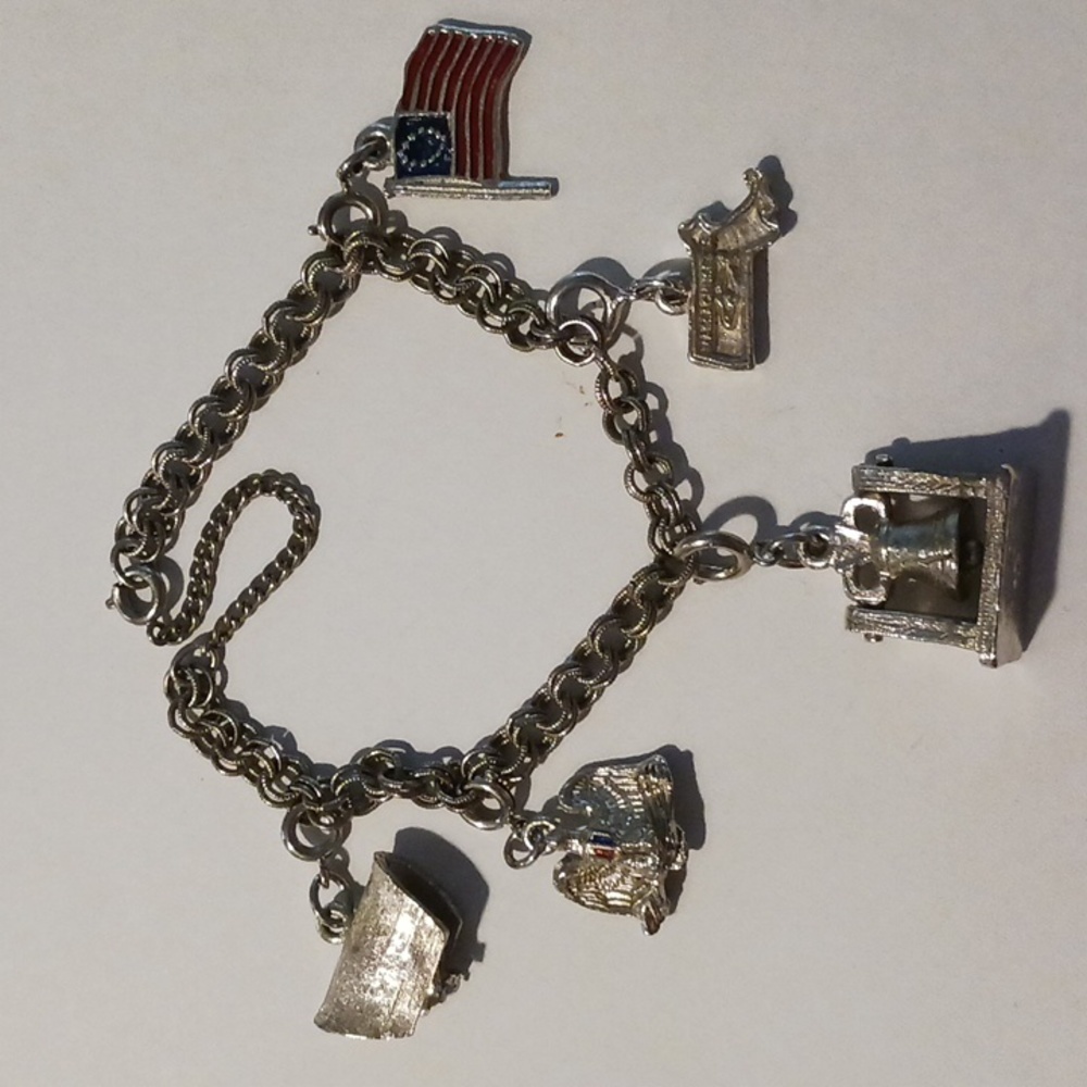Liberty bell, Massachusetts charm bracelet